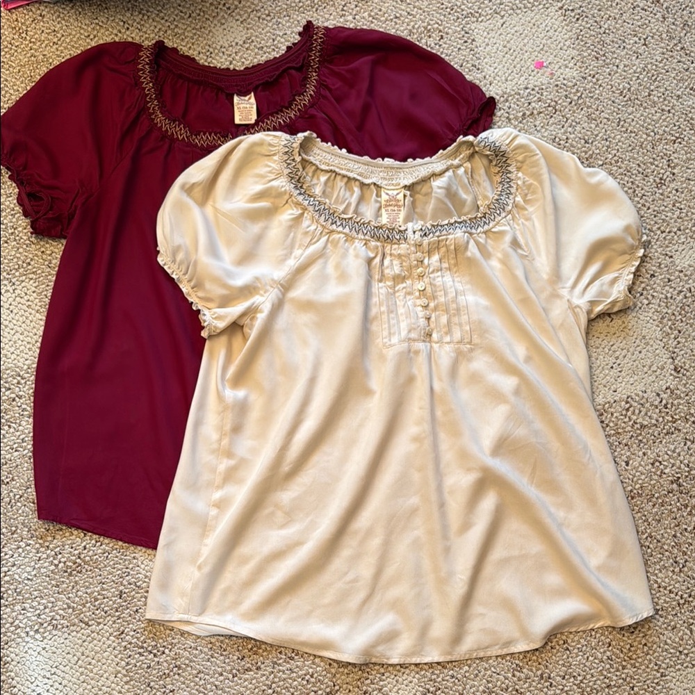 Faded Glory Flutter Sleeve Blouse Relaxed Fit. Set of 2
